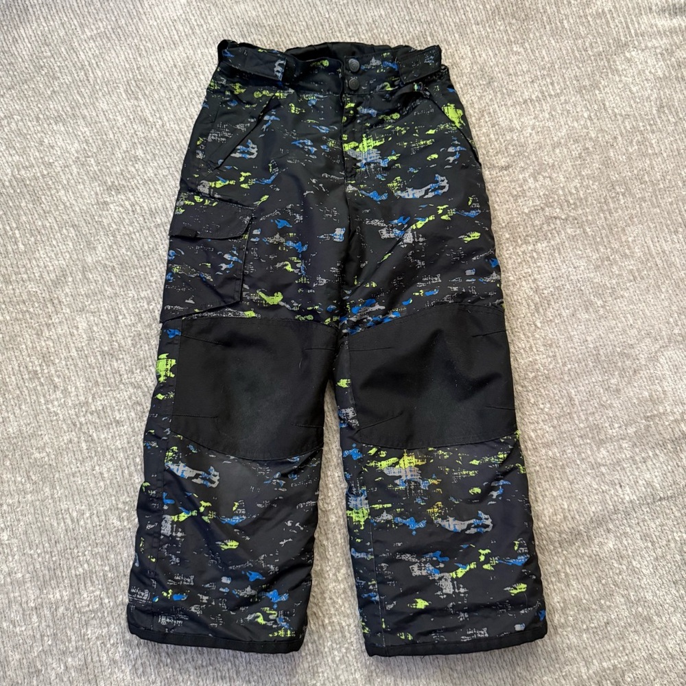 Champion Boys Snow Pants Black Blue Green Camo Insulated Size 6–7